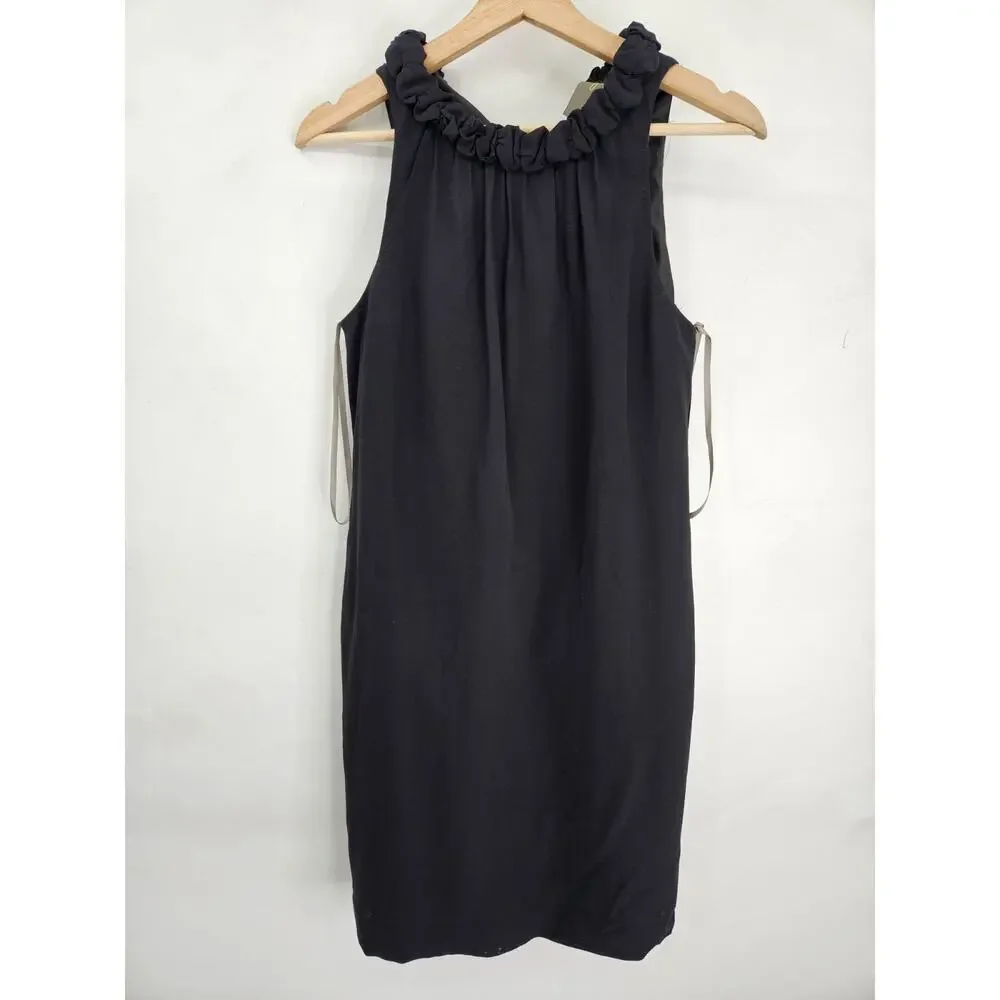 Taylor Black Silk Halter Ruffle Dress Size 2 Lightweight Cocktail Party Evening
